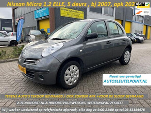 Nissan Micra 1.2 ELLE , 5 deurs, apk 2025!! diverse auto's in deze prijzen, wij werken uitsluitend op telefonische afspraak