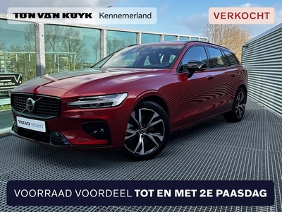 Volvo V60 2.0 B4 Plus Dark Automaat, Panorama dak, 360Gr Parkeer camera, Electr. verstelbare voorstoelen, Verwarmde stoelen, Verwarmd stuur, Harman-Kardon Premium Audio, Trekhaak semi electrisch, DAB+