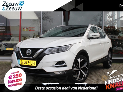 NISSAN QASHQAI 1.3 DIG-T Tekna 160PK AUTOMAAT | 1ste eigenaar | 100% dealer onderhouden | Cruise control | Climate control | Stoelverwarming | Schuif- kanteldak | 19'' Lichtmetalen velgen | Lederen interieur |