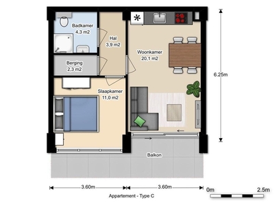 Appartement in Delft met 2 kamers