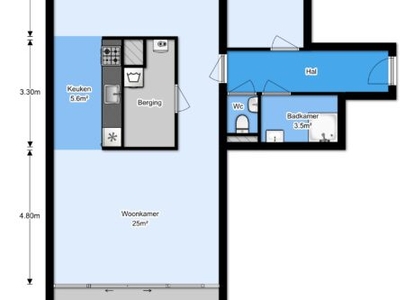 Appartement in Amsterdam met 2 kamers