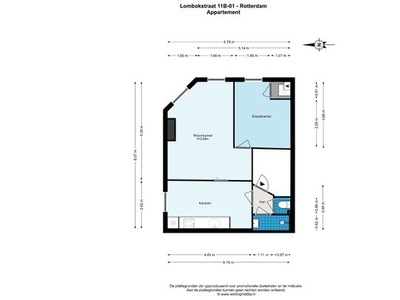 Huur 1 slaapkamer appartement van 47 m² in Rotterdam