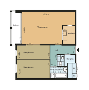 Appartement in Tilburg met 2 kamers