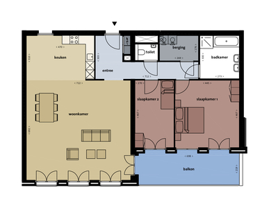 Appartement in Amsterdam met 2 kamers