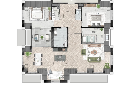 4 kamer-penthouse 2e verdieping (Bouwnr. 12)